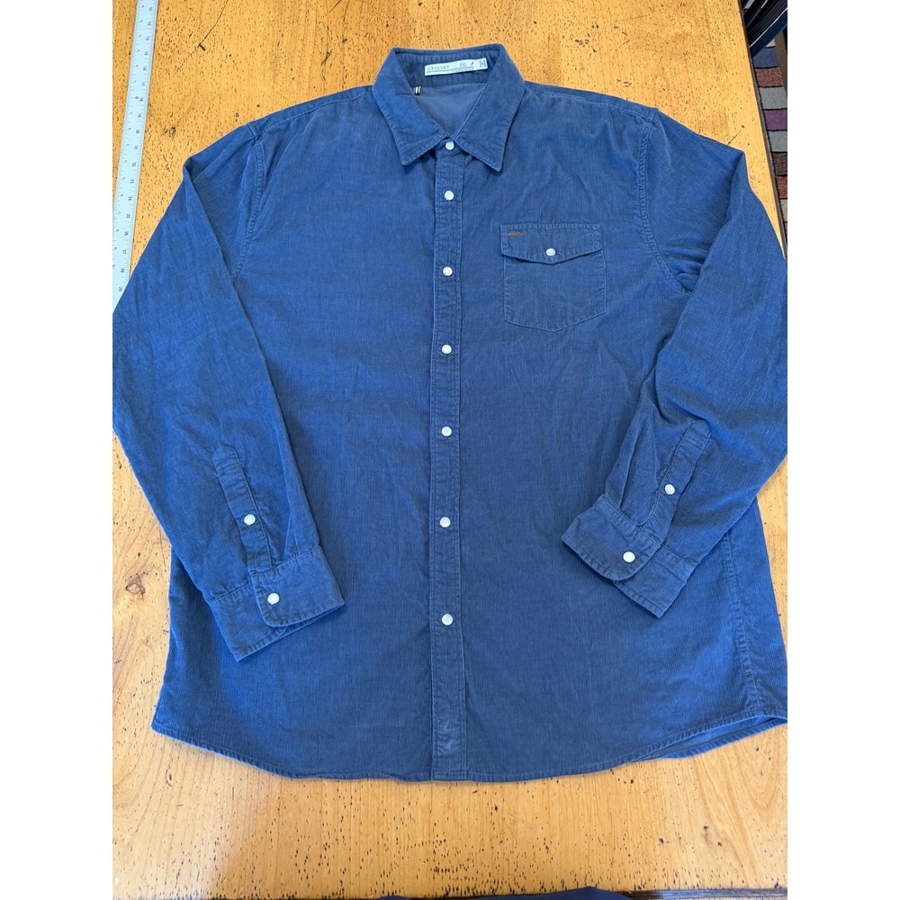 Criquet Corduroy XXL Blue Long Sleeve Button Down Casual Shirt Mens